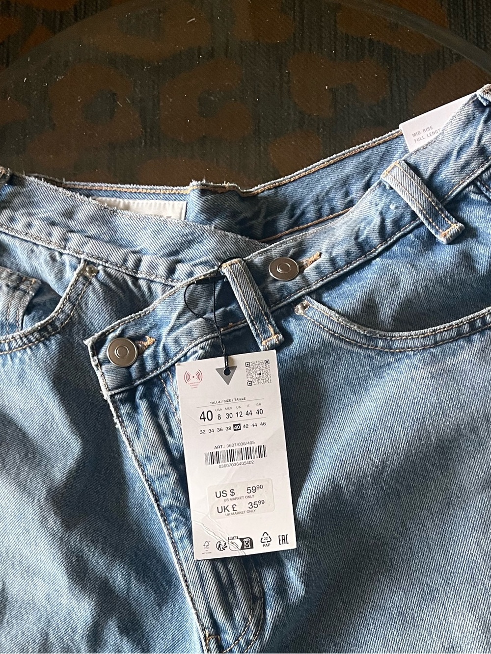 Zara Light Blue Crossed-Waist Wide-Leg Jeans